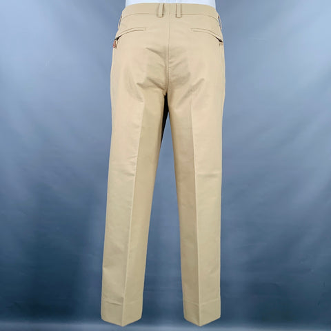 BRUNELLO CUCINELLI Size 36 Khaki Textured Cotton Zip Fly Dress Pants