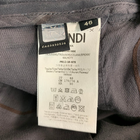 FENDI Size 30 Grey Charcoal Cotton Blend Flat Front Casual Pants