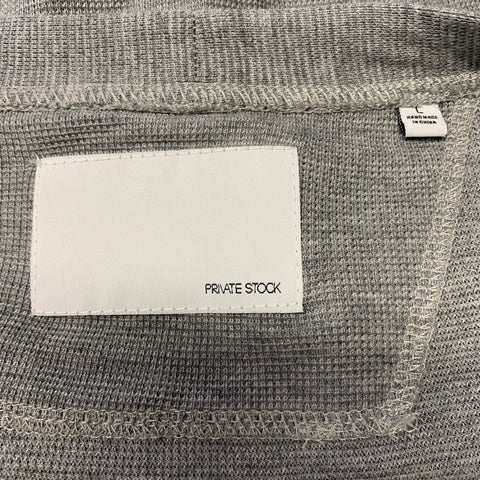 PRIVATE STOCK Size L Grey Heather Merino Wool / Cotton Pleated Cardigan