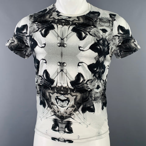 ARMAND BASI Size M Grey Charcoal Abstract Tencel Blend Short Sleeve T-shirt