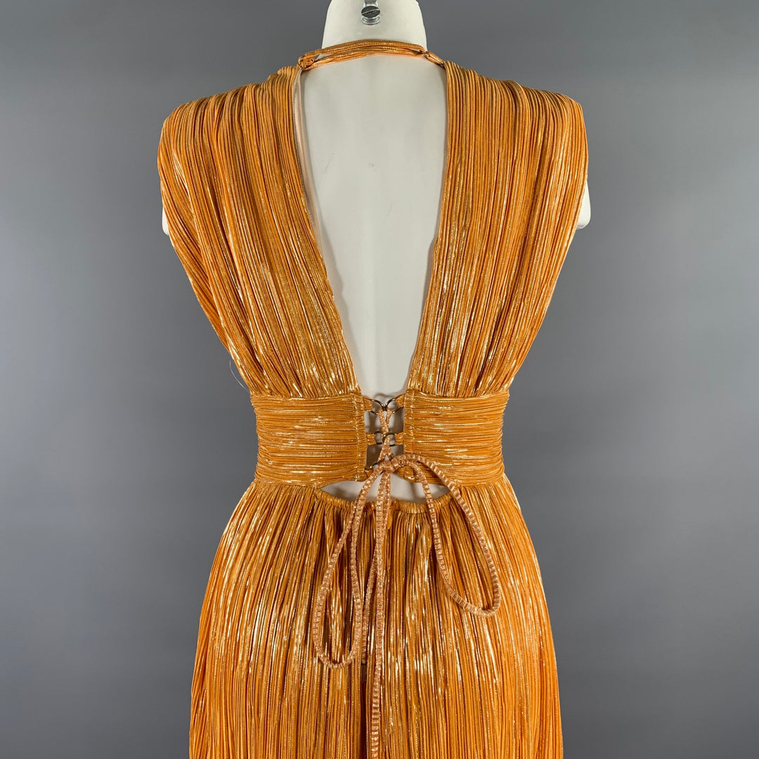 SABINA MUSAYEV Size M Gold Orange Lurex Pleated Long Dress – Sui Generis  Designer Consignment