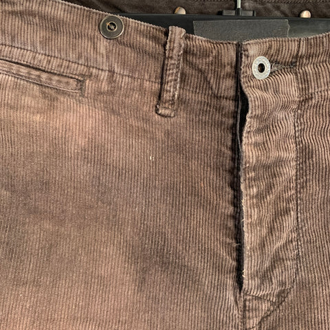 RRL by RALPH LAUREN Size 31 Brown Corduroy Cotton Blend Distressed Straight Casual Pants