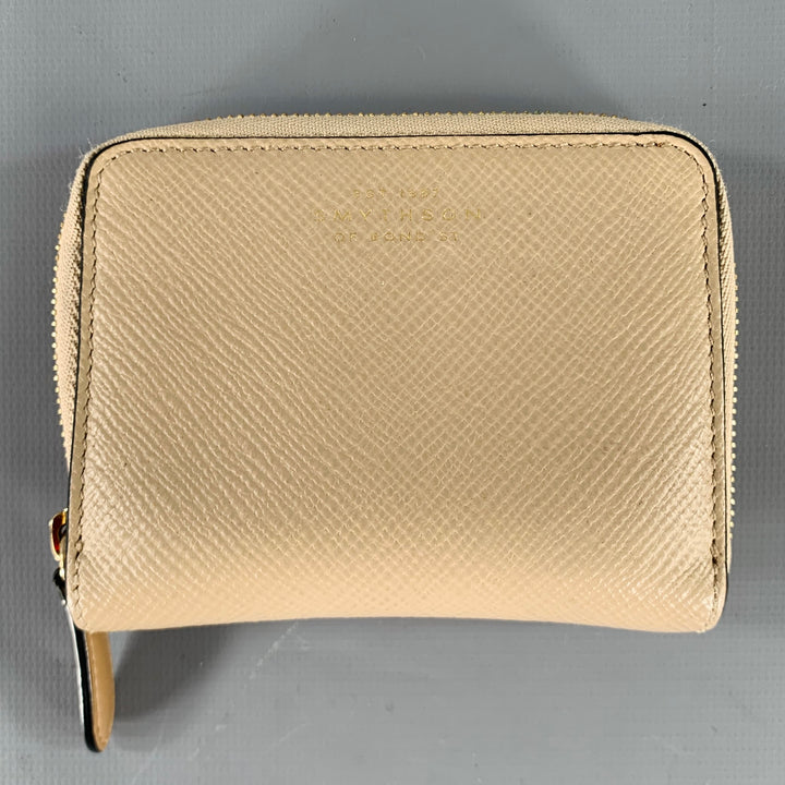 SMYTHSON OF BOND ST. Khaki Taupe Leather Wallet