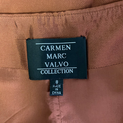 CARMEN MARC VALVO Size 8 Brown Rust Taffeta Maxi Long Skirt