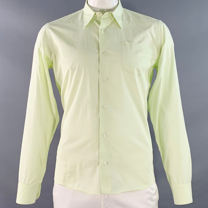 DRIES VAN NOTEN Size 42 Green Lime Cotton One Pocket Long Sleeve Shirt