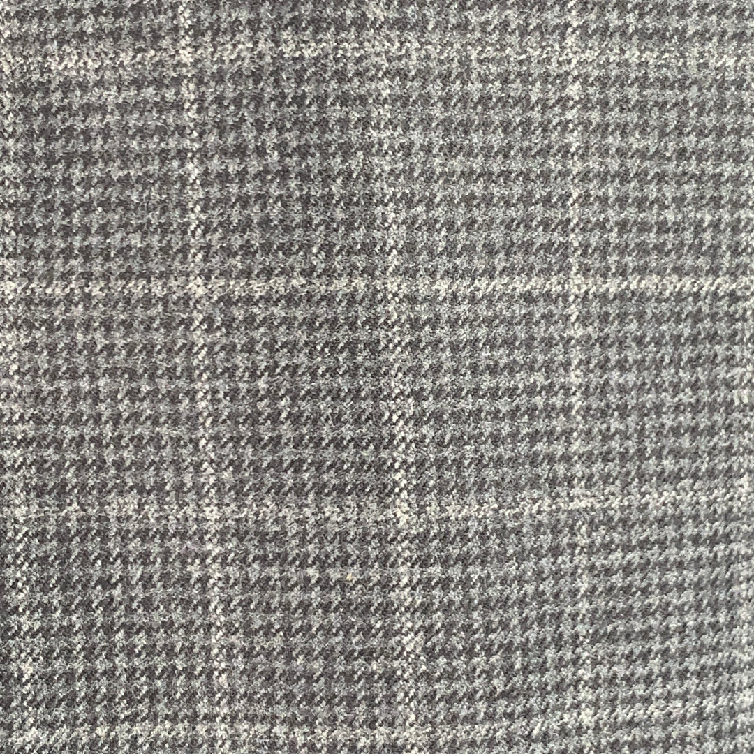 ERMENEGILDO ZEGNA Size 48 Long Grey Charcoal Window Pane Wool Sport Coat