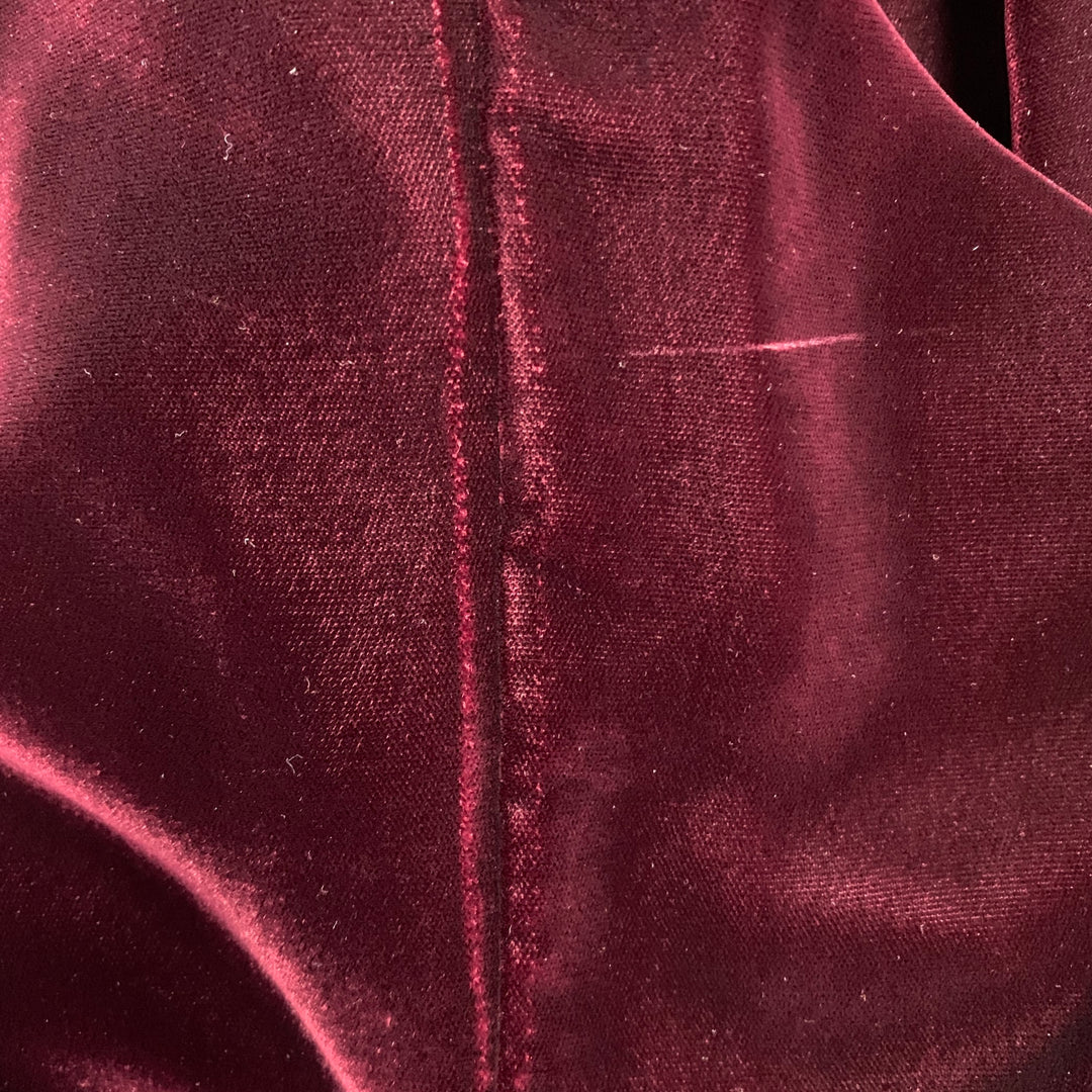 SAINT LAURENT AW18 Size M Burgundy Gold Embroidery Velvet Western Long Sleeve Shirt