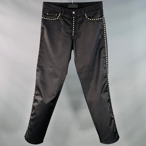GIANFRANCO FERRE Size 32 Black Studded Cotton Blend Jean Cut Casual Pants