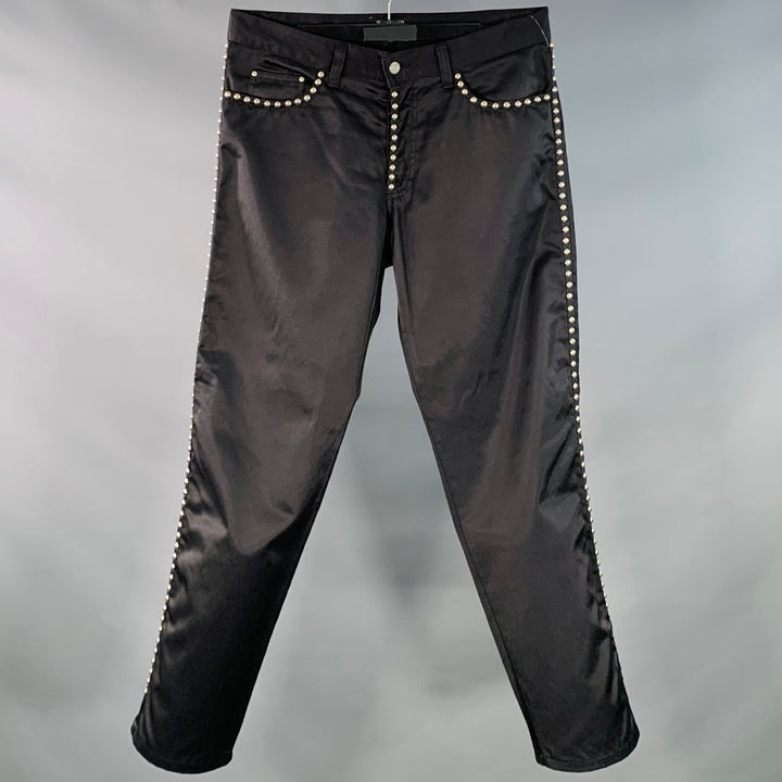 GIANFRANCO FERRE Size 32 Black Studded Cotton Blend Jean Cut Casual Pants