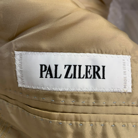 PAL ZILERI Size 38 Regular Beige Grey Brown Window Pane Sport Coat