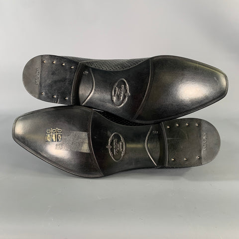 PRADA Size 9 Black Perforated Leather Lace Up Lace Up Shoes