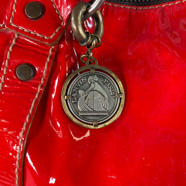 LANVIN Vintage Red Patent Leather Overnight Handbag