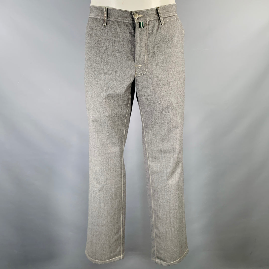 LUIGI BORRELLI Size 34 Grey Wool Button Fly Dress Pants