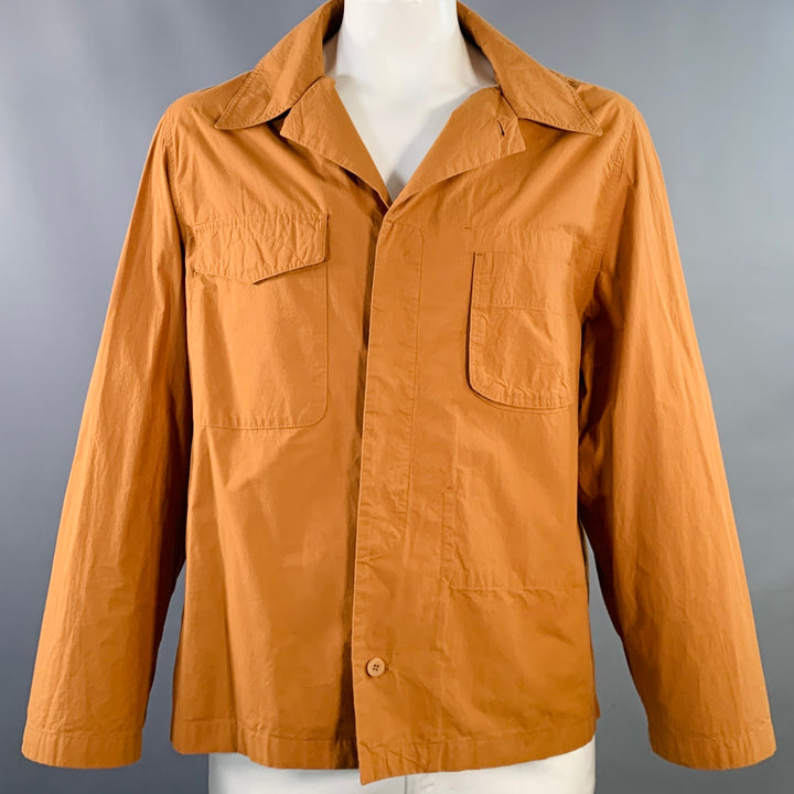 DOCUMENT Size XL Tan Cotton Two Pockets Hidden Placket Shirt Jacket