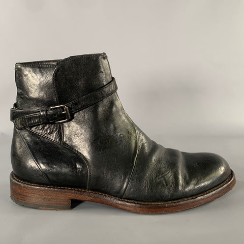 UNTAMED STREET Size 12 Black Distressed Leather Side Zipper Boots