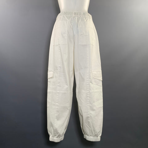 ATM Size 4 White Cotton Cargo Casual Pants