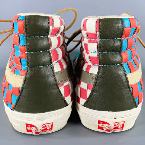 VANS Size 10 50th Anniversary Multi Color Checkered Leather High Top Sneakers