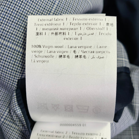 Costume VALENTINO Taille 38 Laine à Carreaux Bleu Gris Col Cranté