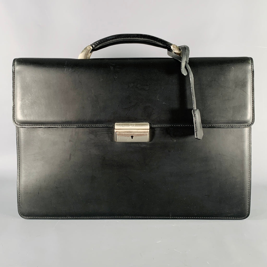 GIANFRANCO FERRE Black Leather Briefcase Push Lock Bag – Sui