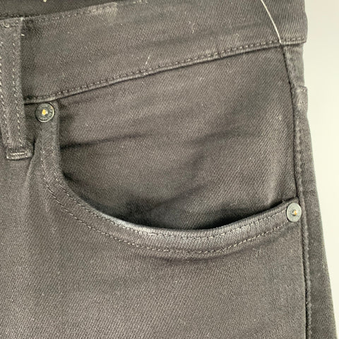 7 FOR ALL MANKIND Size 33 Black Cotton Blend Slim Straight Jeans