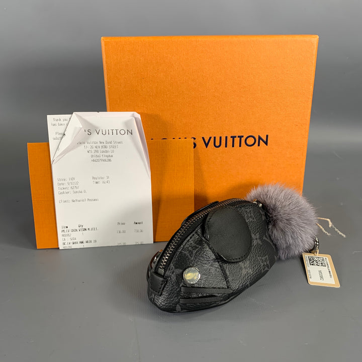 LOUIS VUITTON Black Grey M00962 Logo Lambskin Canvas Bag