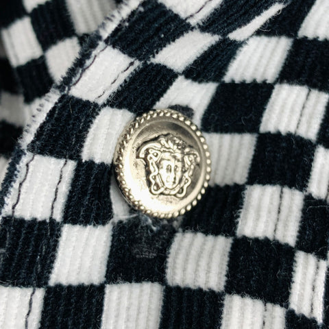 VERSACE JEANS Size S Black White Checkered Cotton Long Sleeve Shirt