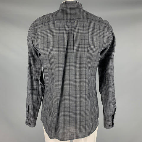 BELSTAFF Size L Grey Black Plaid Linen Cotton Button Up Long Sleeve Shirt