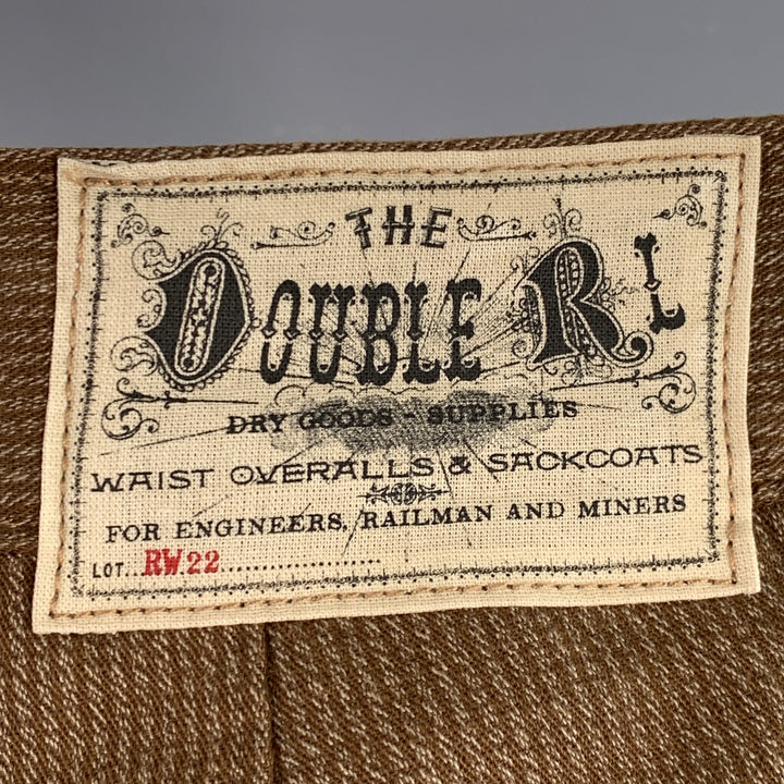 RRL by RALPH LAUREN Size 38 Brown Beige Stripe Cotton Button Fly Casual Pants