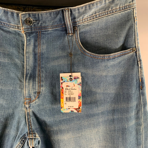 ROBERT GRAHAM Size 38 Blue Light Wash Cotton Blend Slim Fit Jeans