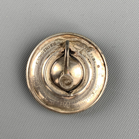VINTAGE Sterling Silver Engraved Circle Earrings
