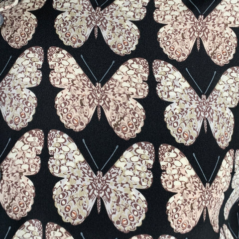 GUCCI Size S Black Rose Grey Butterfly Silk Button Up Long Sleeve Shirt