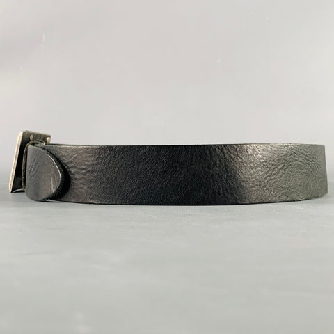 D&G by DOLCE & GABBANA Size 34 Black Gunmetal Leather Belt