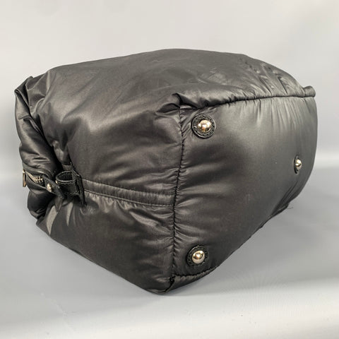 YVES SAINT LAURENT Black Quilted Leather Trim Nylon Bag