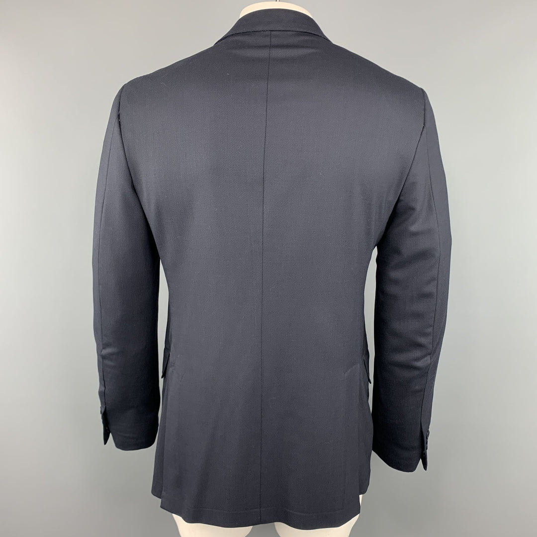 ERMENEGILDO ZEGNA Size 42 Long Navy Solid Wool Notch Lapel Sport Coat