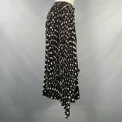 MARC JACOBS Size 2 Black White Polyester Polka Dot A-Line Skirt