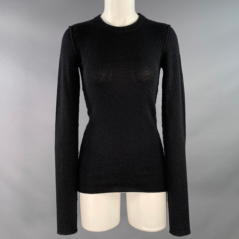 INHABIT Pull Col Rond Noir en Maille Mélange Cachemire Taille S