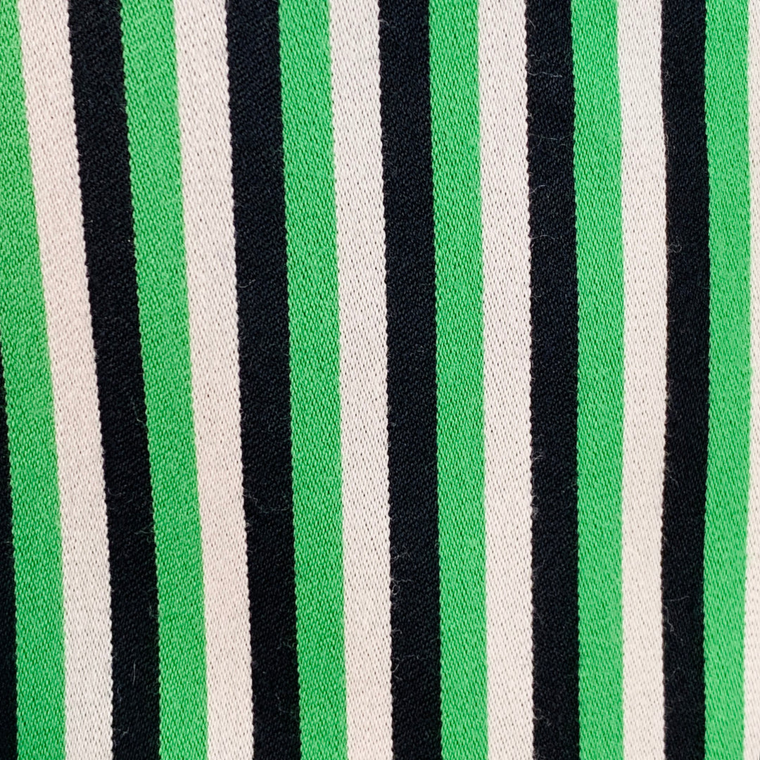 WALTER VAN BEIRENDONCK SS17 Size 42 Long Green Black White Wool Cotton Stripe Suit