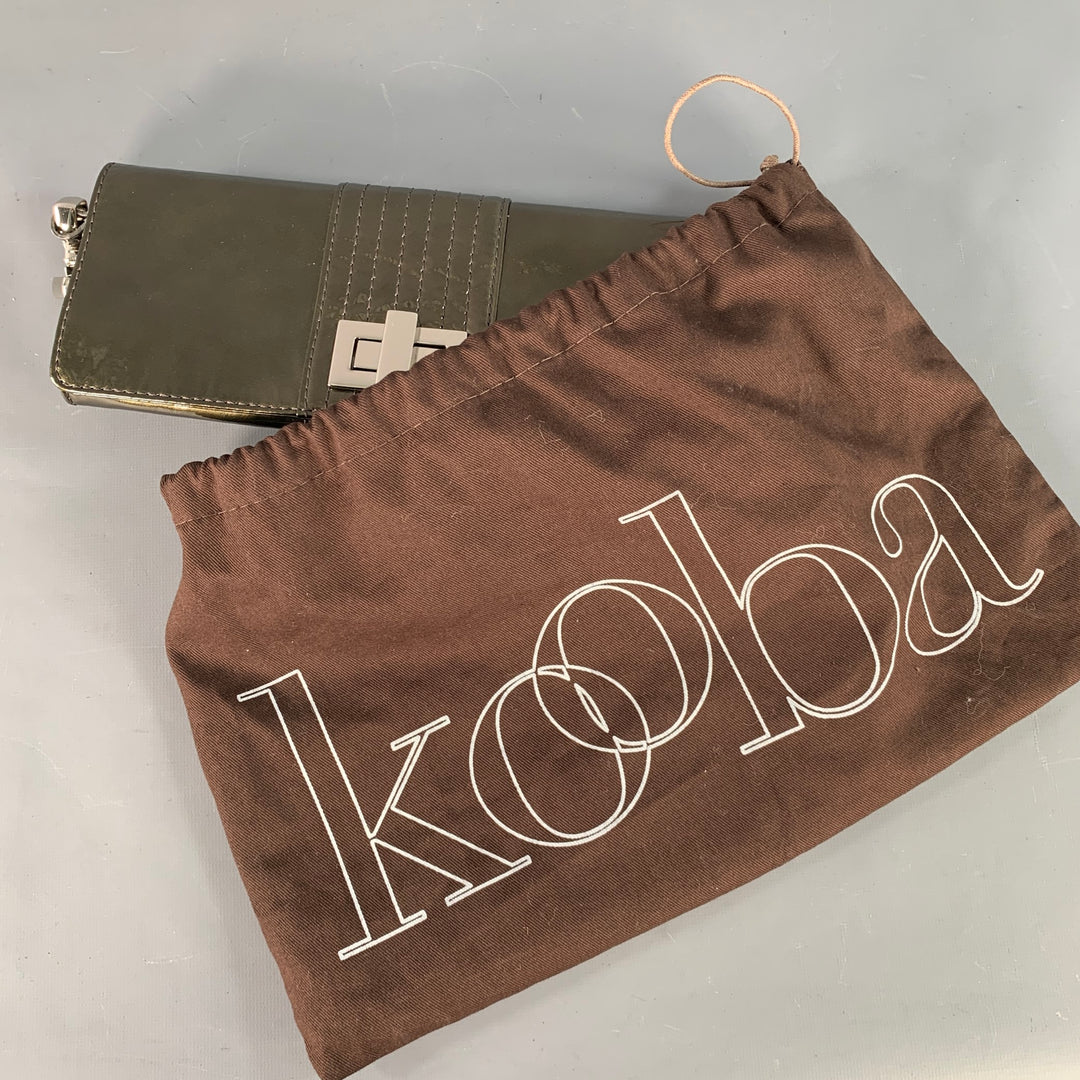 KOOBA Silver Olive Patent Leather Turnlock Clutch Handbag – Sui