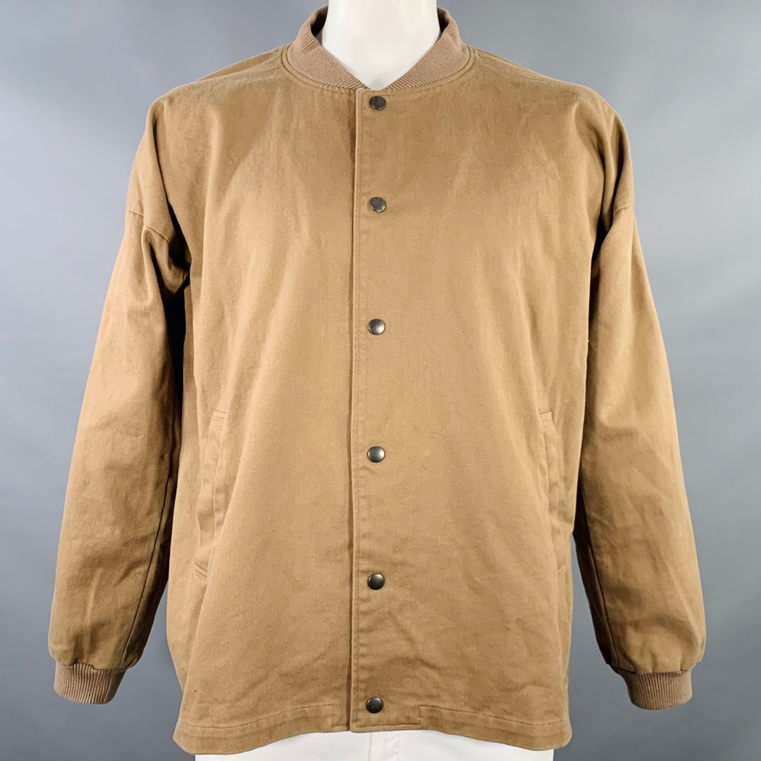 ORDINARY FITS Size L Tan Twill Cotton Bomber Jacket