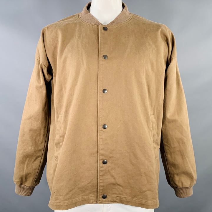 ORDINARY FITS Size L Tan Twill Cotton Bomber Jacket