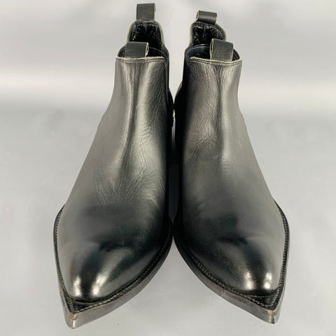 COMME des GARCONS HOMME PLUS SS15 Size 10 Soldier of Peace Black Leather Chelsea Boots