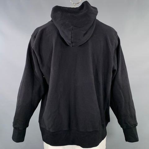LES TIEN Size XXL Black Cotton Hooded Sweatshirt