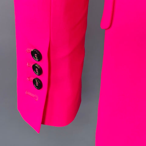 MSGM Size 2 Pink Wool Blend Peak Lapel Single Button Jacket Blazer