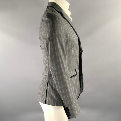 BAND OF OUTSIDERS Size 36 Grey Black Pinstripe Wool Sport Coat