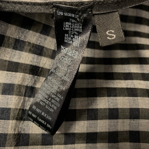 LA PERLA Size S Grey Black Checkered Linen Silk Shawl Collar Vest