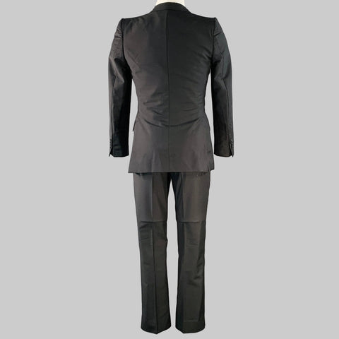BOTTEGA VENETA Size 34 Black Wool Kid Mohair Notch Lapel Suit