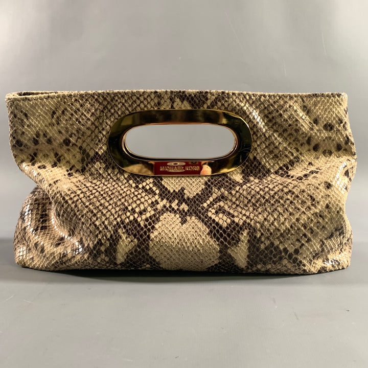 MICHAEL KORS Tan Brown Snakeskin Clutch Bags