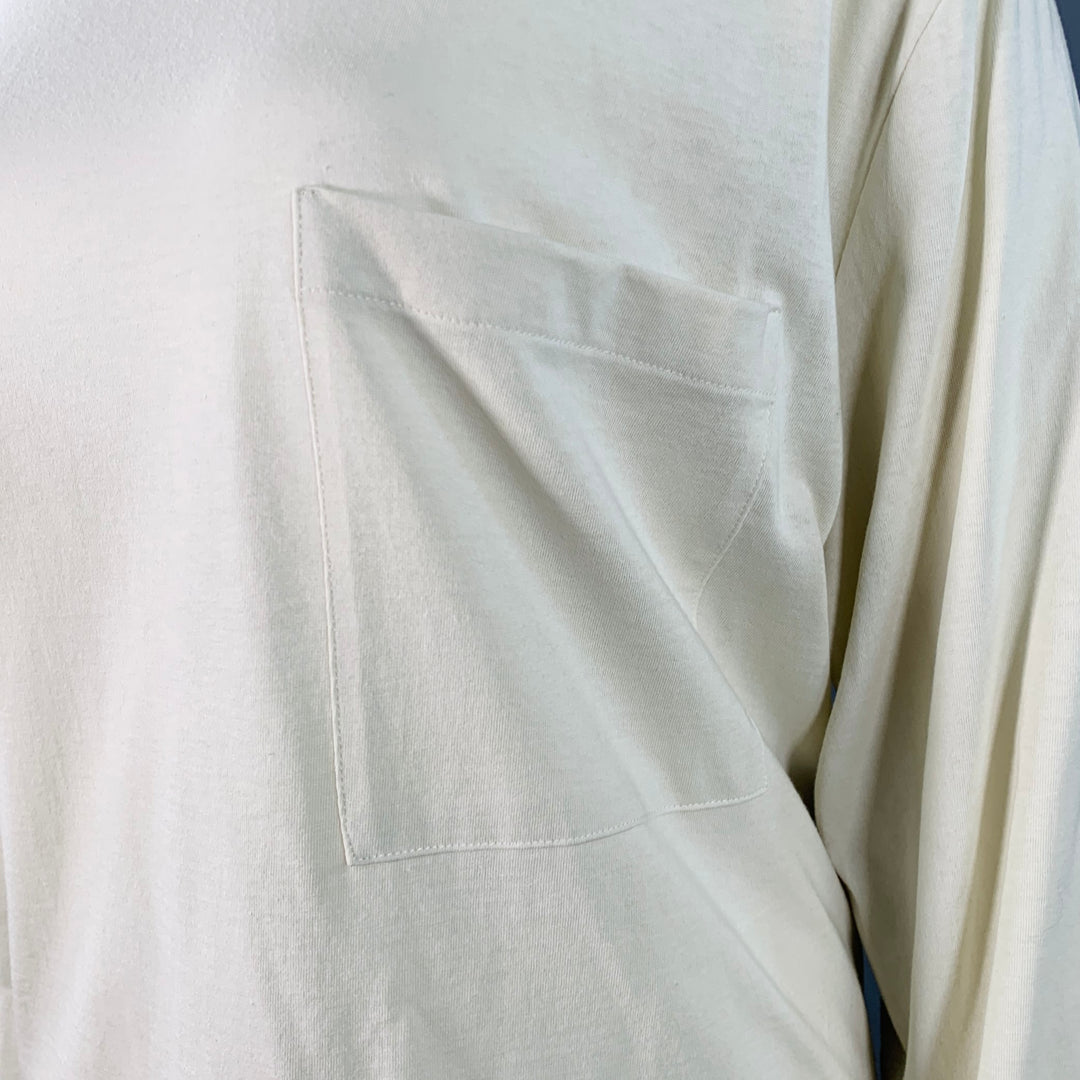THE ROW Size L Beige Cotton Oversized One Pocket Scoop Neck Pullover
