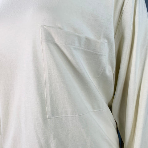 THE ROW Size L Beige Cotton Oversized One Pocket Scoop Neck Pullover