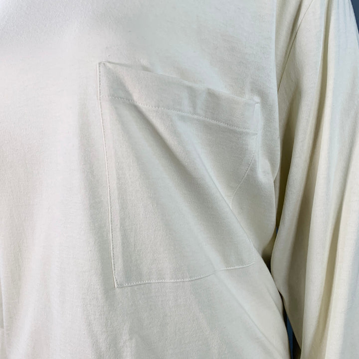 THE ROW Size L Beige Cotton Oversized One Pocket Scoop Neck Pullover
